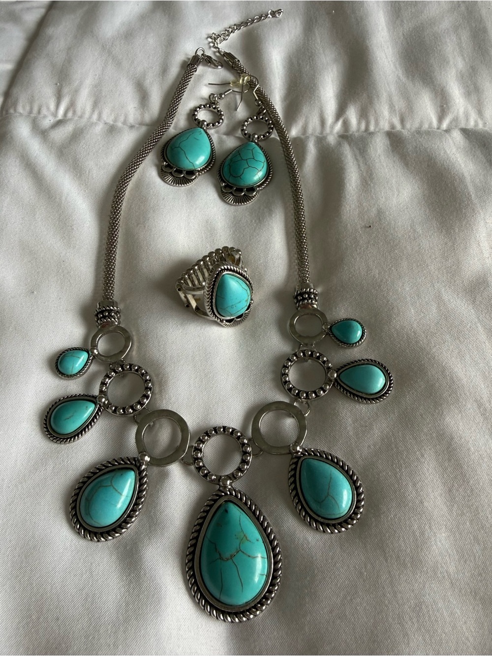 Paparazzi Turquoise Teardrop Statement Necklace Set